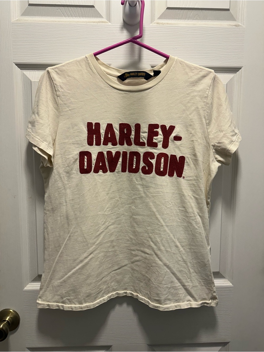 Harley-Davidson Cream T-Shirt with Red Logo